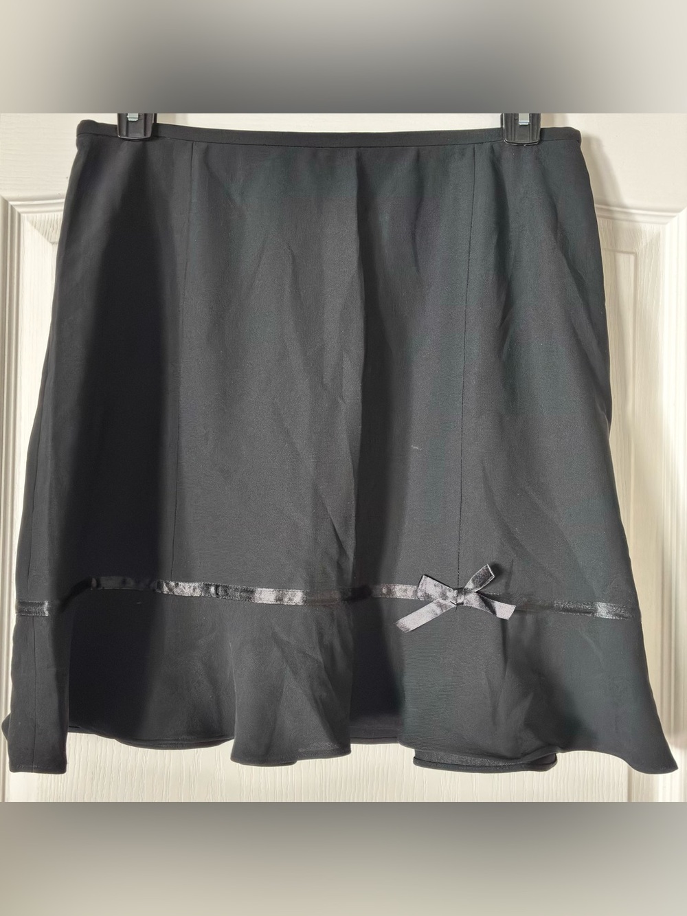 Style & Co. Petite Black A-Line Skirt with Satin Ribbon and Bow Detail size 14P